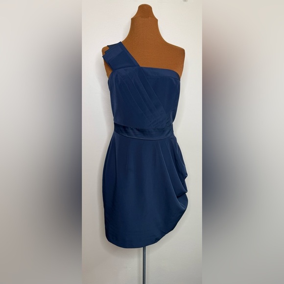 The Limited Navy Blue One Shoulder Knee Length Cocktail Dress Size 8 - Picture 1 of 12